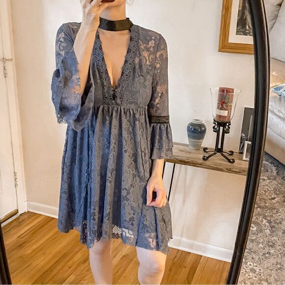 Free People Gilded Lace Mini Dress S - Picture 5 of 9